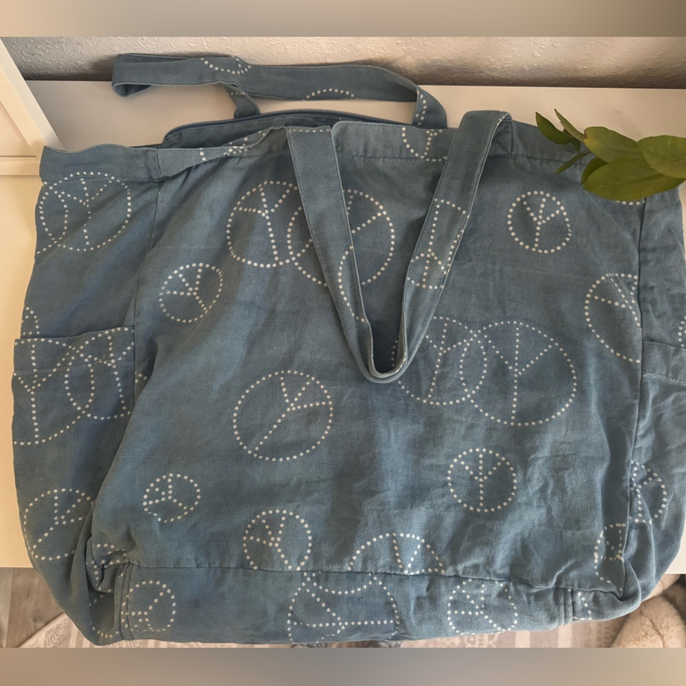 Free People Blue Peace Sign Tote Bag